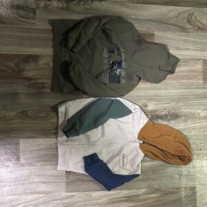 Under Armour Olive Hoodie and Multicolor Zip-Up Jacket